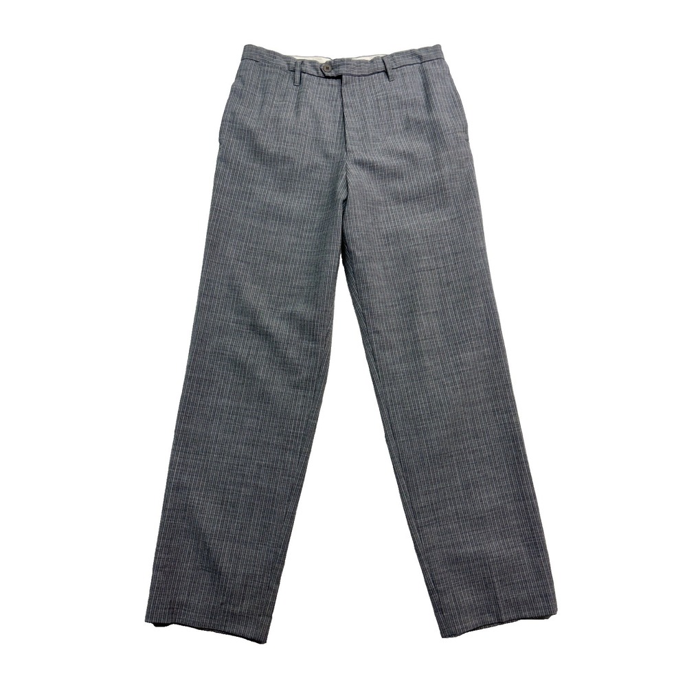 vtg BCBG MaxAzria 34x34 Mens Gray Stripe Wool Dress Pants‎ Flat Front France